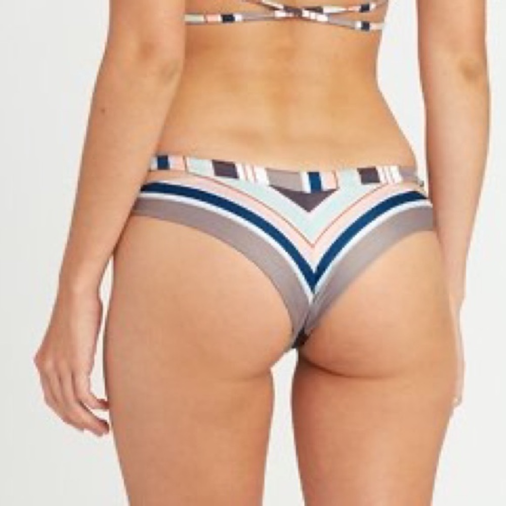 RVCA Off Shore Cheeky Bikini Bottom NWOT Striped Size Extra Large